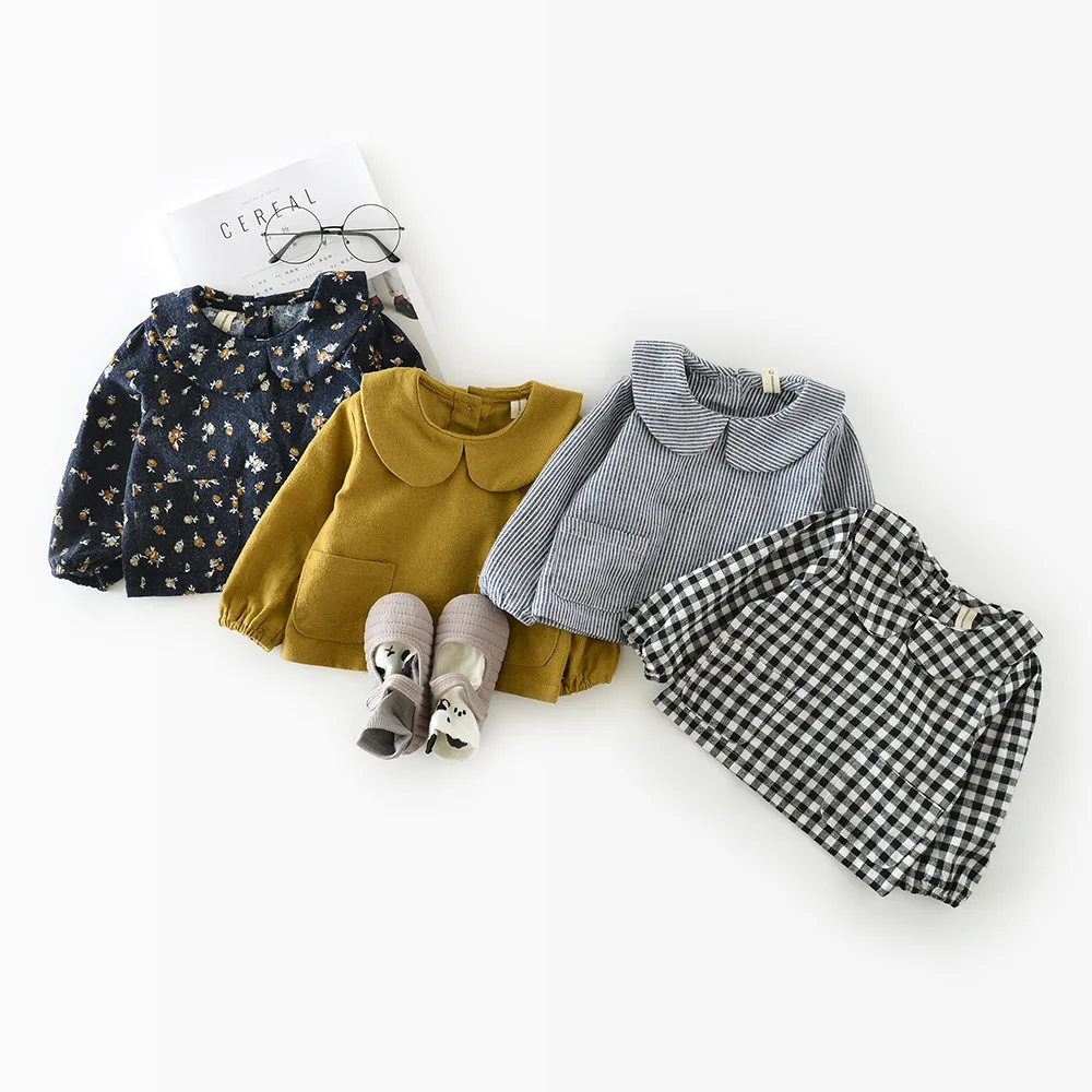 Весенние блузки с длинными рукавами для маленьких девочек в Корейском стиле