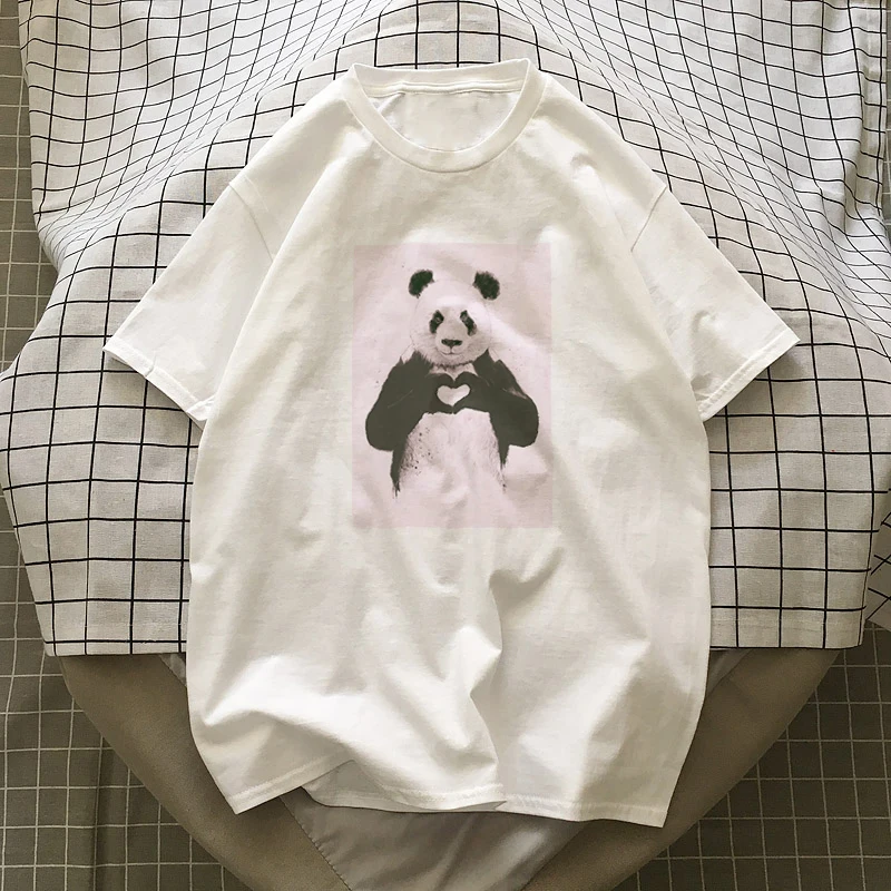 Panda Love Heart хлопковая Футболка для женщин 2019 Harajuku Эстетическая забавная футболка с