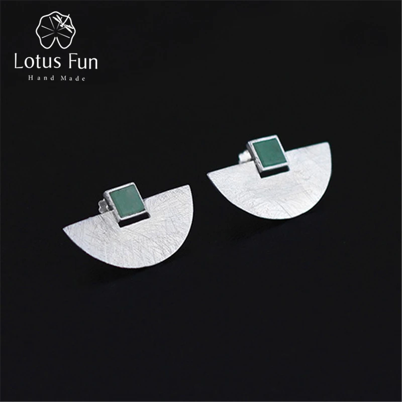 Lotus Fun Настоящее серебро 925 проба серьги натуральный камень ручной работы ювелирные изделия Роскошные и простые Стильные серьги-гвоздики для женщин