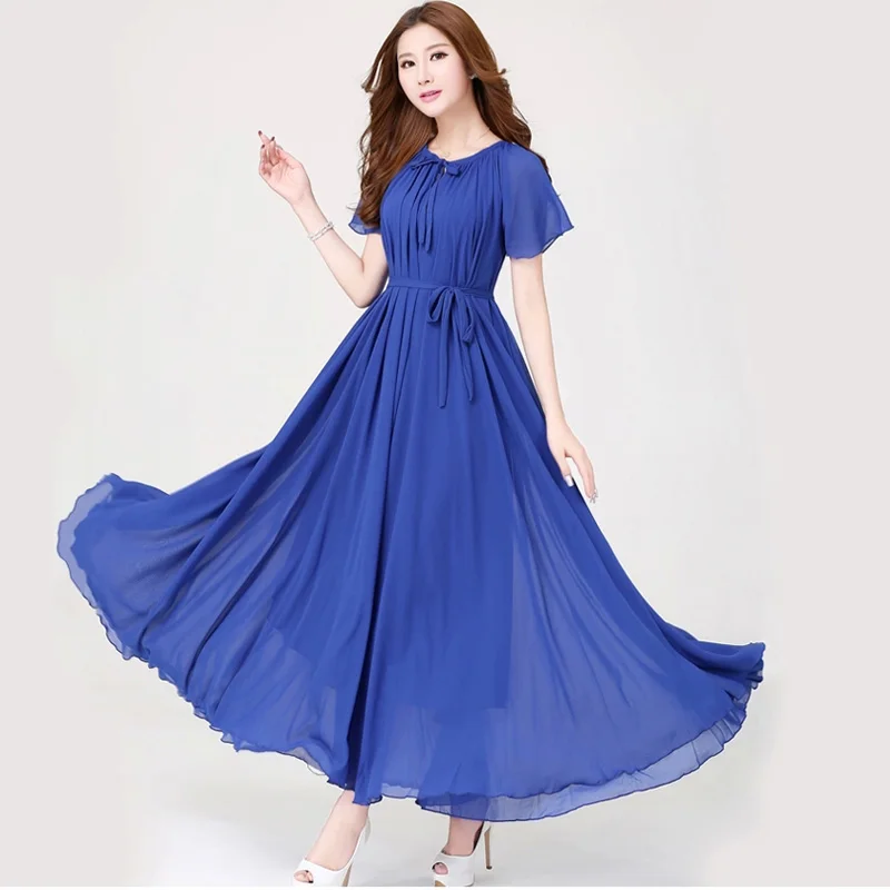 Royal Blue Женское Лавандовое шифоновое пляжное/садовое свадебное платье макси для подружки невесты удобный праздничный сарафан больших размеров - Цвет: Royal Blue