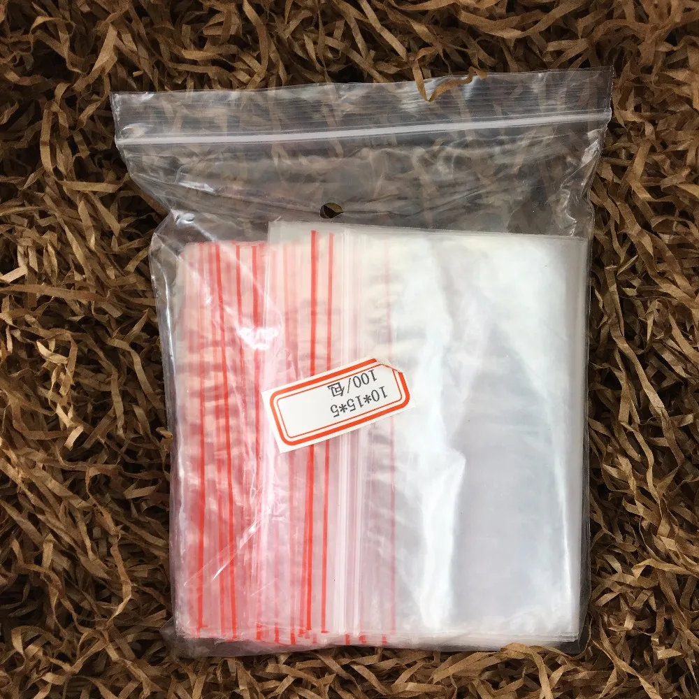 

100 штук упак. 10x15 см ювелирные изделия Ziplock молния Замок Reclosable Пластиковые Полиэтиленовые прозрачные пакеты