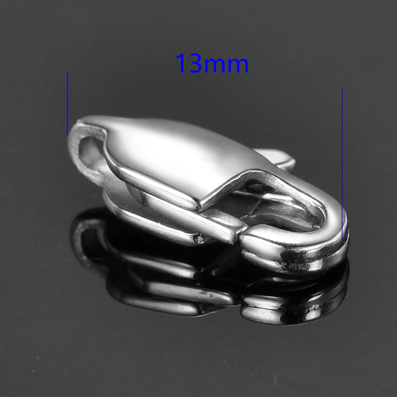 13mmx6.5mm 5pcs FUNIQUE 50 шт застежка из нержавеющей стали для лобстера фурнитура пять размеров Серебряный тон полированная штамповка пустая застежка для браслета сделай сам - Цвет: 13mmx6.5mm 5pcs