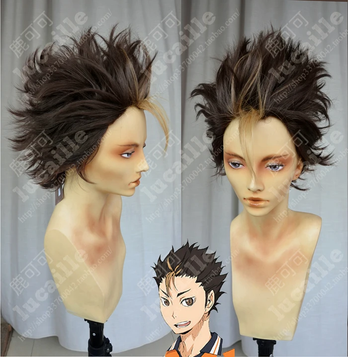 Аниме Haikyuu! Парик для косплея Nishinoya Yuu термостойкие синтетические короткие волосы