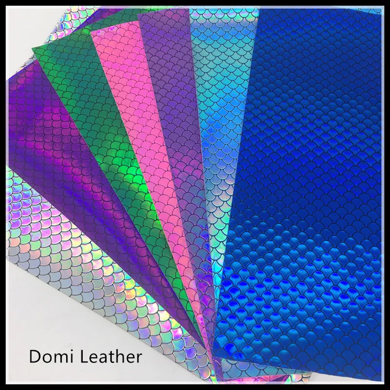 (DM6024) рыбья чешуя русалка ткань из искусственной кожи для банта сделай сам|faux leather