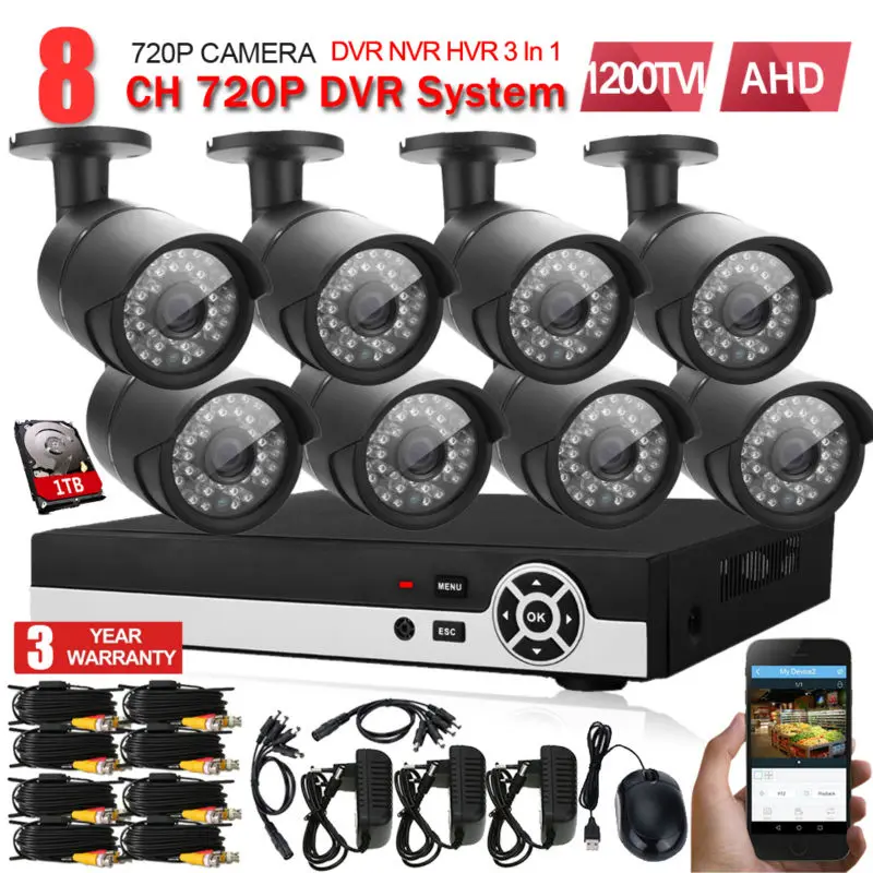 Камера видеонаблюдения JORANK 8 каналов 1080 пикселей HDMI DVR 1200TVL 720P HD|set camera|set kitset security