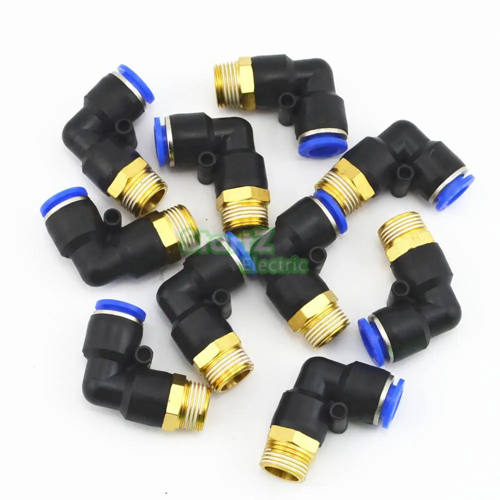 10mm X 3/8'' Thread Pneumatic Male Elbow Connector Tube Air Push In Fitting 10Pcs | Обустройство дома