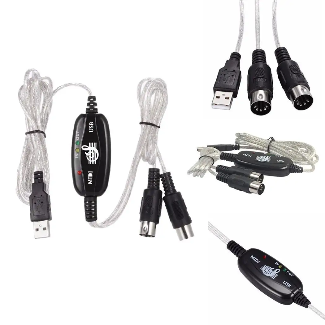 USB в кабель MIDI конвертер для музыки Адаптер клавиатуры черный шнур 190 см/74 8 дюйма| |