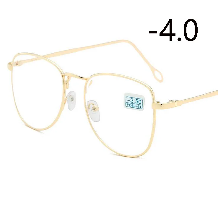 Myopia 400 Ретро очки для близорукости с металлическим покрытием, для женщин и мужчин, овальные диоптрийные очки по рецепту, Черная/Серебристая/Золотая оправа-1,0-1,5-2,0-4,0 - Цвет оправы: Myopia 400
