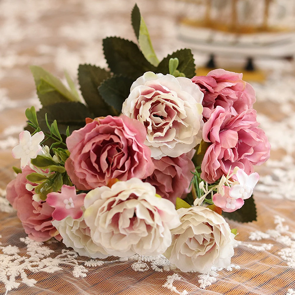 10 шт. Цветок голова Европейский Пион Роза Искусственный пластик цветок Свадебная