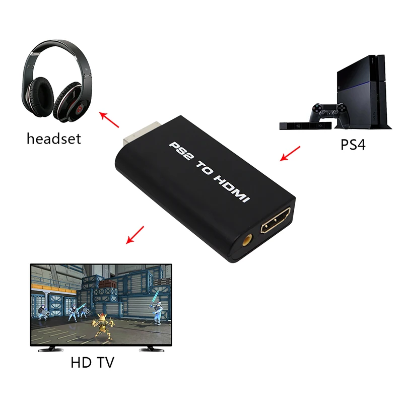 Мини адаптер для PS2 HDMI видеоконвертера с аудиовыходом 3 5 мм HDTV ПК Поддержка 480i 576i