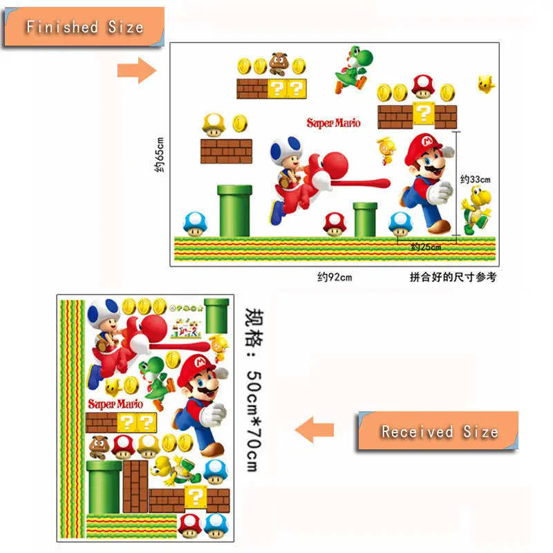 7062 Мультфильм Super Mario Bros дети наклейки на стену детская домашний декор виниловая роспись для мальчика Спальня Гостиная Фреска Искусство - Цвет: 7062