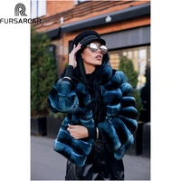 fursarcar casual blue rex rabbit fur coat with fur collar women warm winter jacket luxury slim natural fur female outwear 2021
