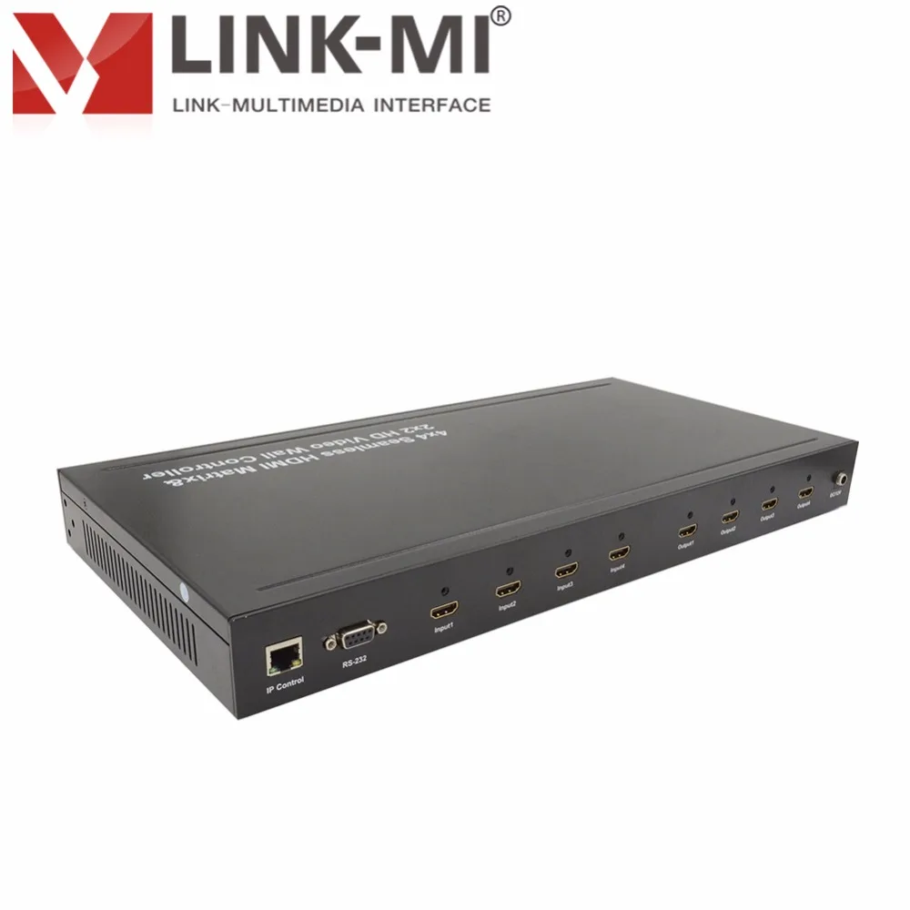 LINK-MI TVM44 бесшовный переключатель 4x4 HDMI матрица создать 2X2 мульти-просмотра видео настенный контроллер управляется с помощью кнопки дистанционного управления и RS232
