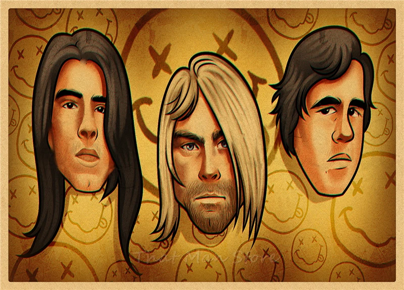 ВИНТАЖНЫЙ ПЛАКАТ Nirvana Kurt Cobain dormitory крафт-рок-оркестр декоративная живопись постер ретро-плакат/40*30 см