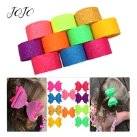 jojo bows 75mm 2y sparkly glitter ribbon for crafts solid fluorescent tape for needlework diy hair bows sewing webbing material