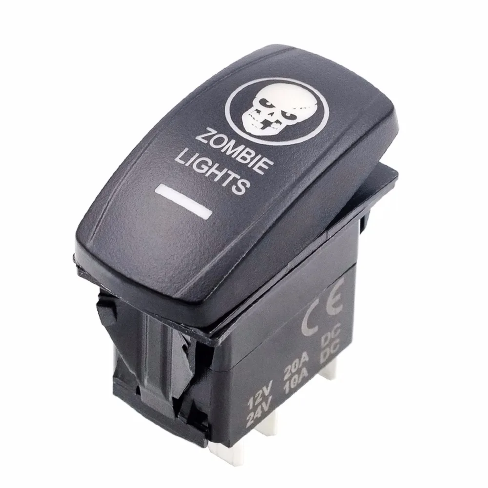 12 V/24 V автомобиль Лодка на включение/выключение сзади зомби ОГНИ Кулисный Переключатель синий светодиодный внутренние выключатели контроля