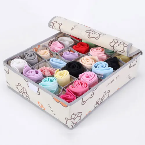 12 4pcs Multi-size Bra Underwear Organizer Foldable Home Storage Box Non-woven Wardrobe Drawer Closet Organizer For Scarfs Socks - Цвет: 12