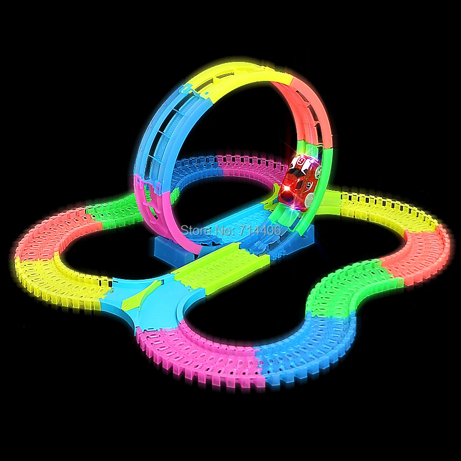 DIY плате слот twister треков 360 Loop действий Светящиеся в темноте гибкая Брайтс треки с