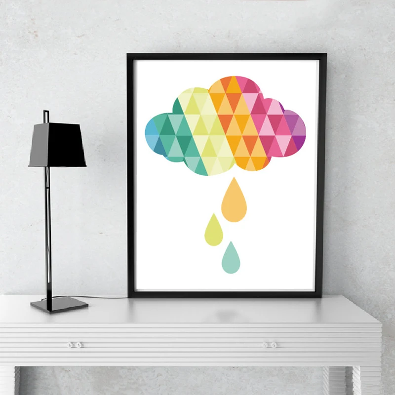 НОВЫЕ геометрические красочные облака Холст Картина Современный ребенок стены