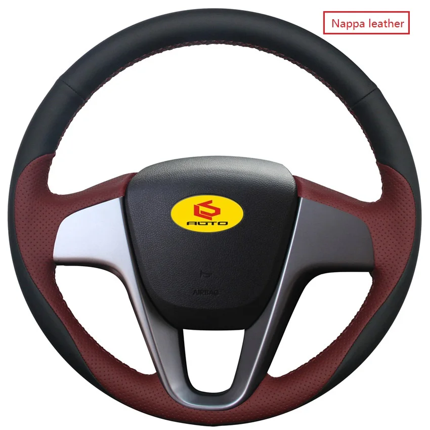 Nappa leather Оплетка на руль для hyundai Solaris 2010- Verna 2010- i20 2009- Accent кожаный чехол на руль - Название цвета: Nappa leather
