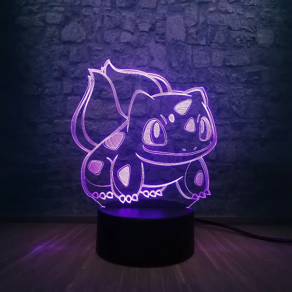 Подарок на день детей 3D мультфильм USB лампа Pokeball Покемон Бульбазавр животное лягушка многоцветный ночник визуальный праздник Малыш игрушка