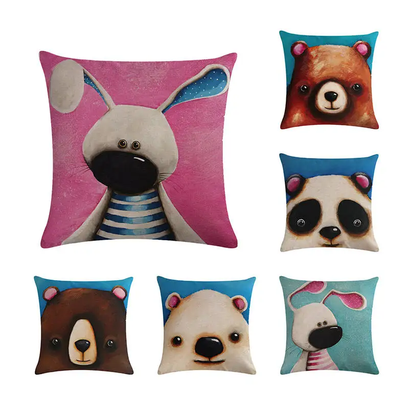 Наволочки с мультяшным медведем пандой Кроликом украшение для дома гостиной