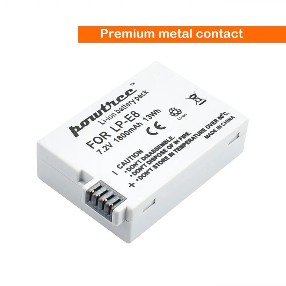 Powtree 7.2 For Canon LP-E8 battery LP E8 LPE8 DSLR Digital Camera Battery Replacement EOS 600D 650D 550D 700D T4i T5i Rebel