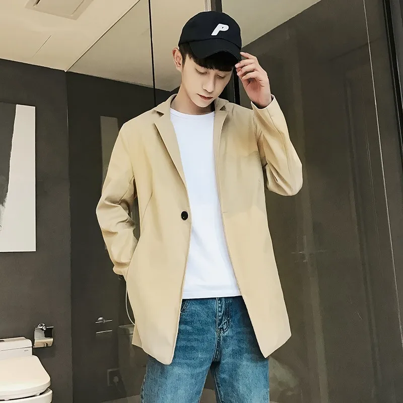 

2018 Early Autumn New Men's Fashion Simple Pure Cotton Lapel Short Windbreaker Black/Khaki/Army Green Loose Casual Coats M-2XL
