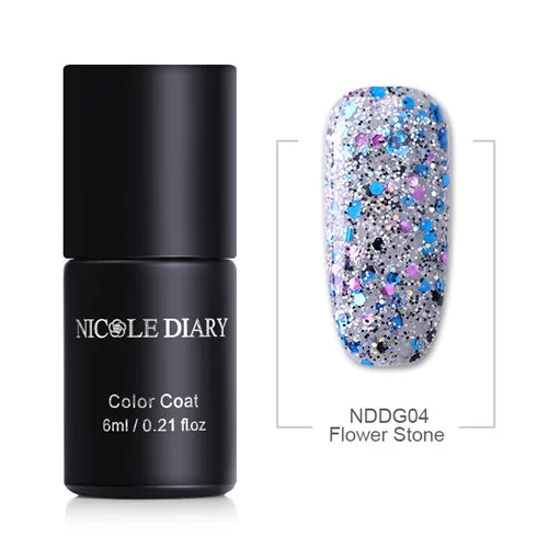 NDDG04 NICOLE дневник Гель-лак для ногтей голографические блестки блеск замочить от УФ-Гель-лак розовый лак Полупостоянный маникюр - Цвет: NDDG04