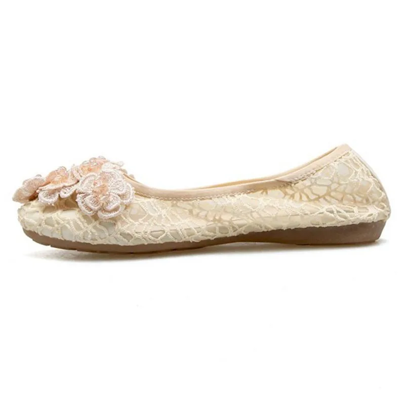 VulusValas элегантный цветок обувь на плоской подошве Бисер острый носок кружева