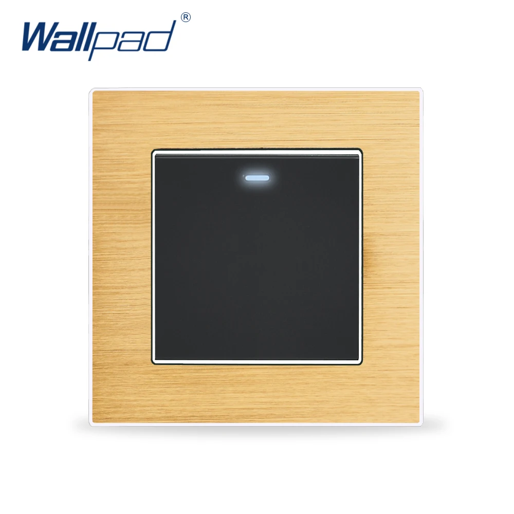 1 клавиша, 1 канал, переключатель Wallpad, настенный светильник ель света, атласная металлическая панель, ВКЛ./ВЫКЛ., клавишный переключатель, Interrupteur, флуоресцентный индикатор