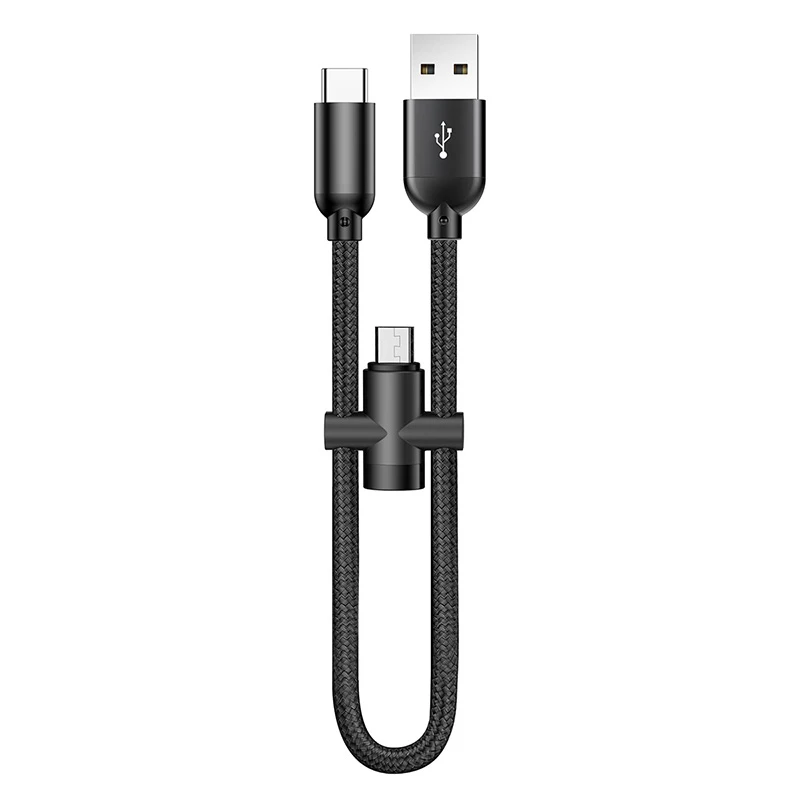 2в1 для usb c к lightning micro usb зарядный кабель для iPhone samsung huawei xiaomi быстрое зарядное устройство usb кабель 20 см короткий android - Цвет: Type c to Micro