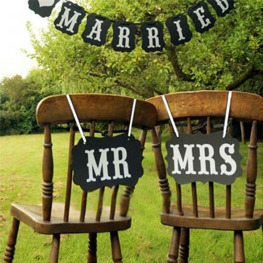 2 шт./компл. сделай сам гирлянда на стул с надписями Mr & Mrs свадебные баннеры