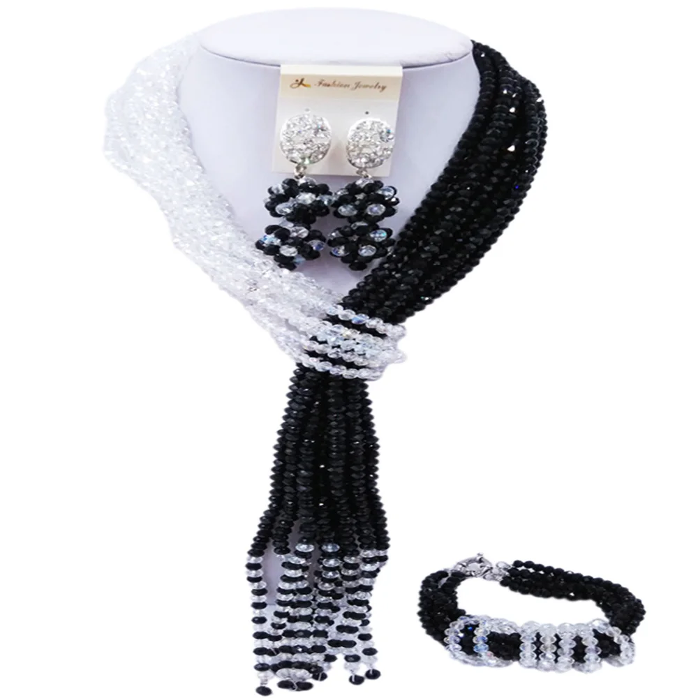 Модный черный прозрачный комплект ювелирных изделий AB с африканскими бусинами