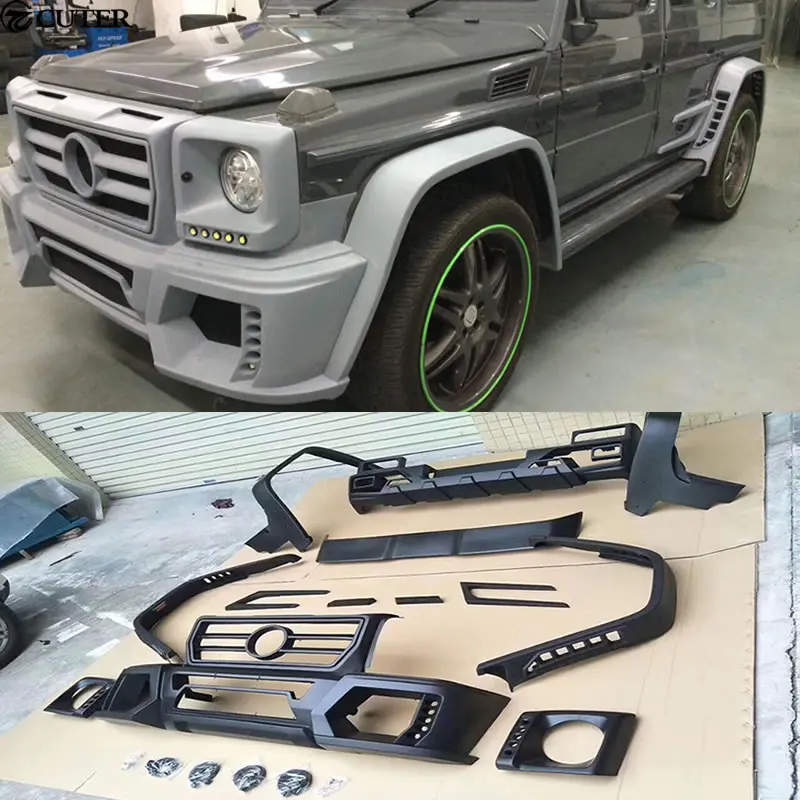W463 G класс FRP Комплект кузова переднего бампера заднего бампера Диффузор круглые брови для Mercedes Benz W463 G55 WALD стиль 08-14