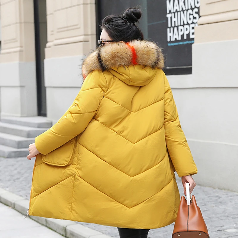 Женская длинная куртка с капюшоном и меховым воротником верхняя одежда на