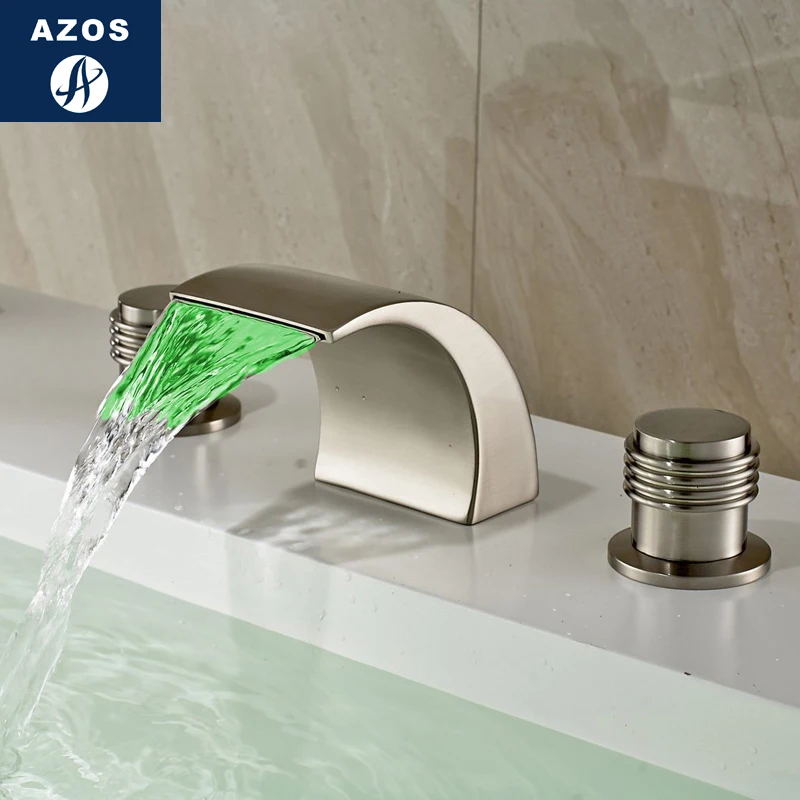 Раздельный смеситель Azos водопад латунь никель матовый холодный и горячий