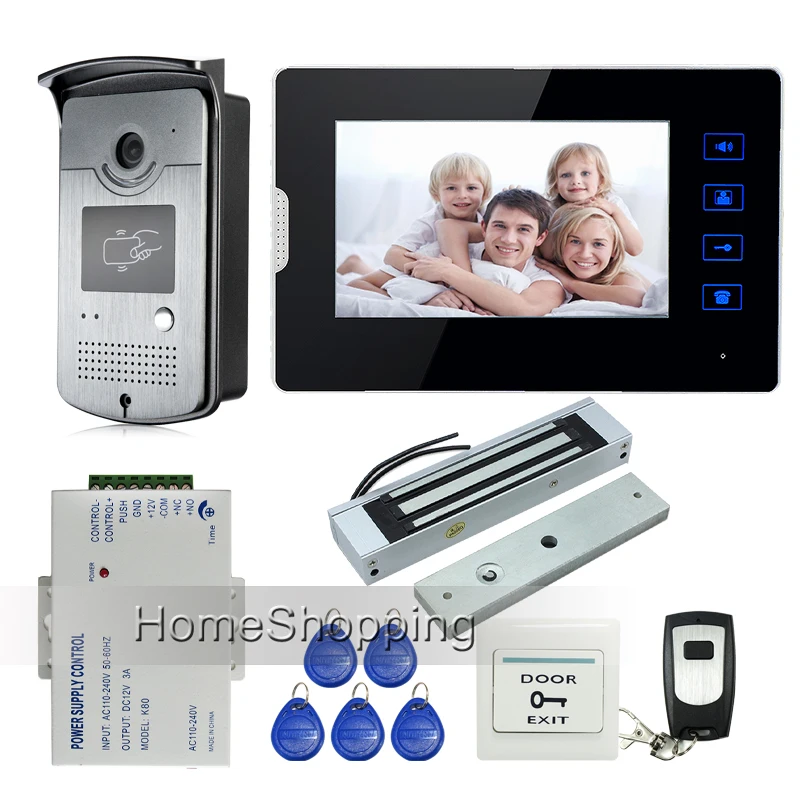 Новый проводной 7 &quotсенсорный экран видеодомофон + 1 монитор RFID камера доступа
