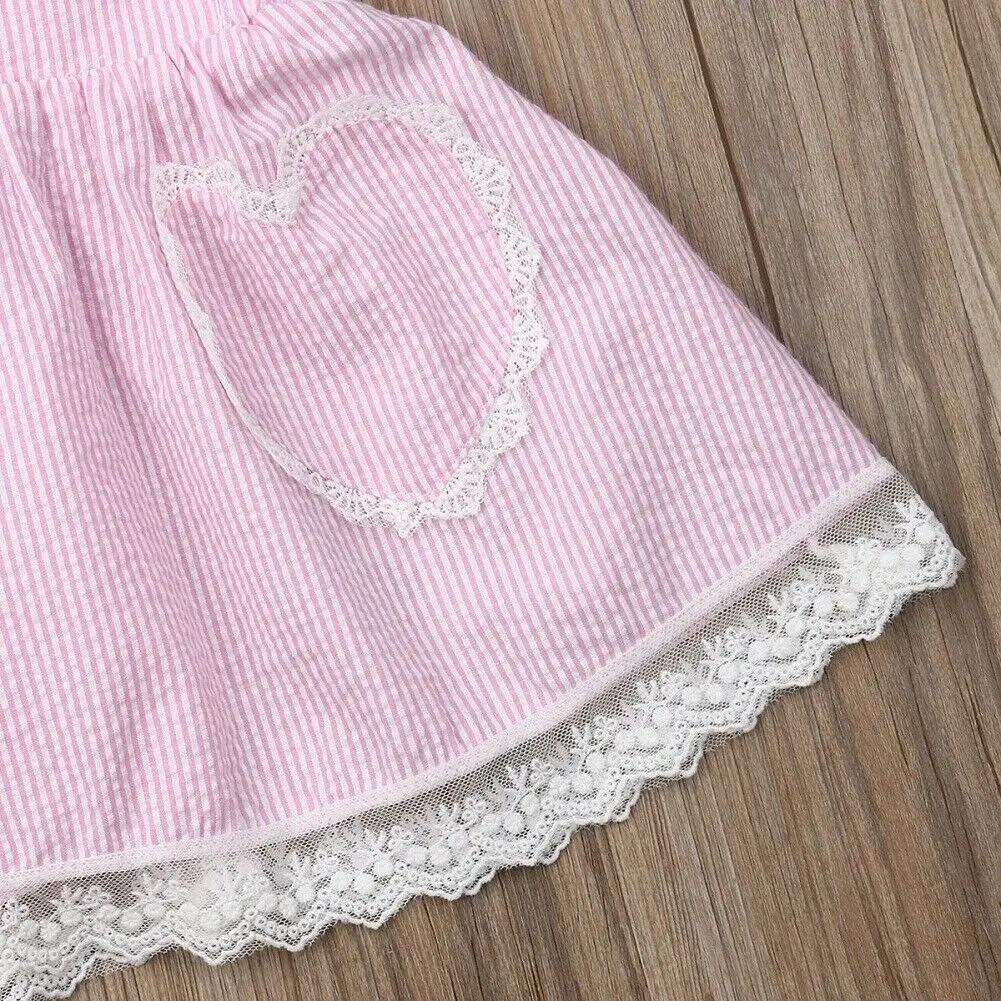 Новое милое платье в полоску с оборками на рукавах для маленьких девочек