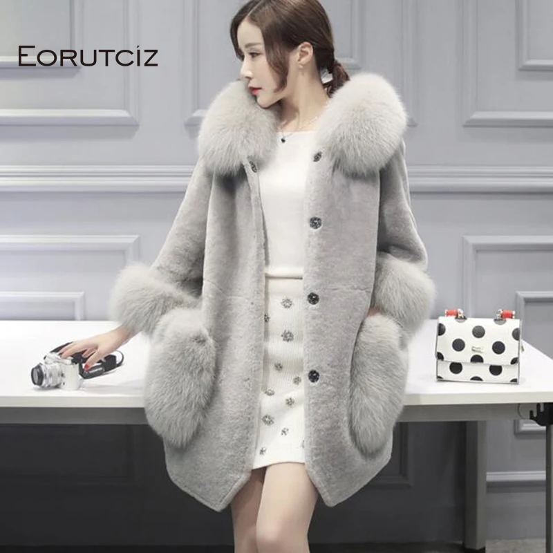 Зимнее длинное вельветовое пальто из искусственного меха больших размеров 3XL