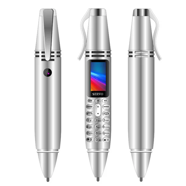 Silver Мини ручка мобильный телефон SERVO K07 0,9" крошечный экран двойная SIM GSM камера Фонарик Bluetooth Dialer запись ручка мобильный телефон - Цвет: Silver