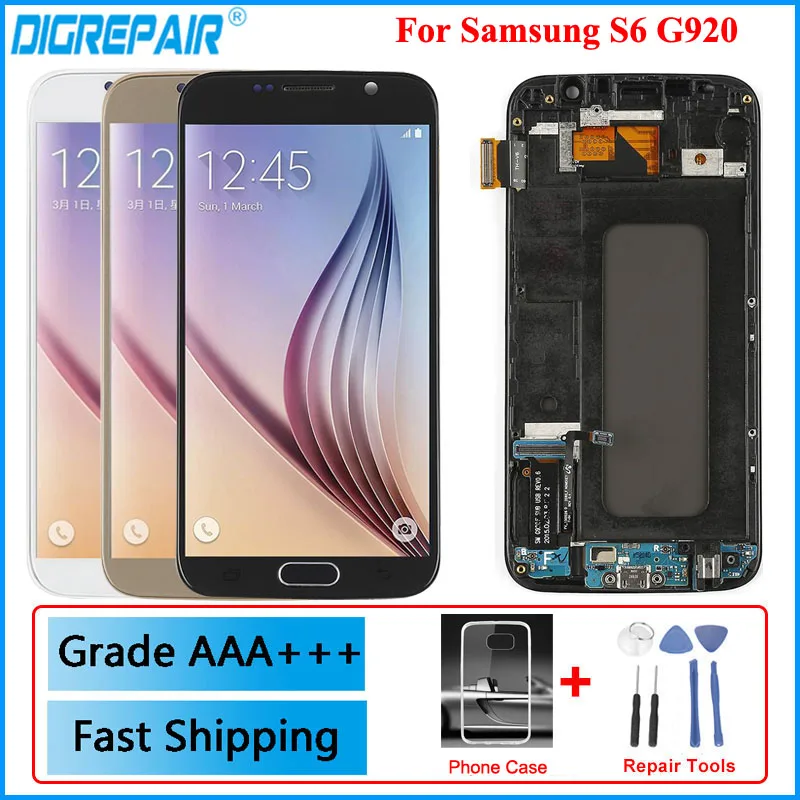 Для samsung Galaxy S6 lcd G920 G920F ЖК-дисплей дигитайзер сенсорный экран Замена G920f lcd для samsung S6 дисплей