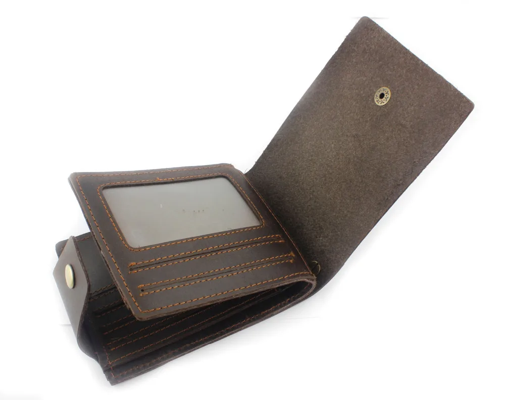 Мужской Байкерский винтажный кожаный держатель для карт кошелек с защелкой