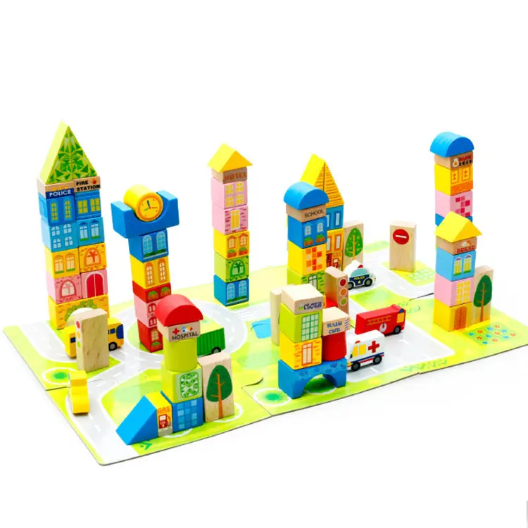 100 шт. городского движения строительные блоки деревянная игрушка развивать для