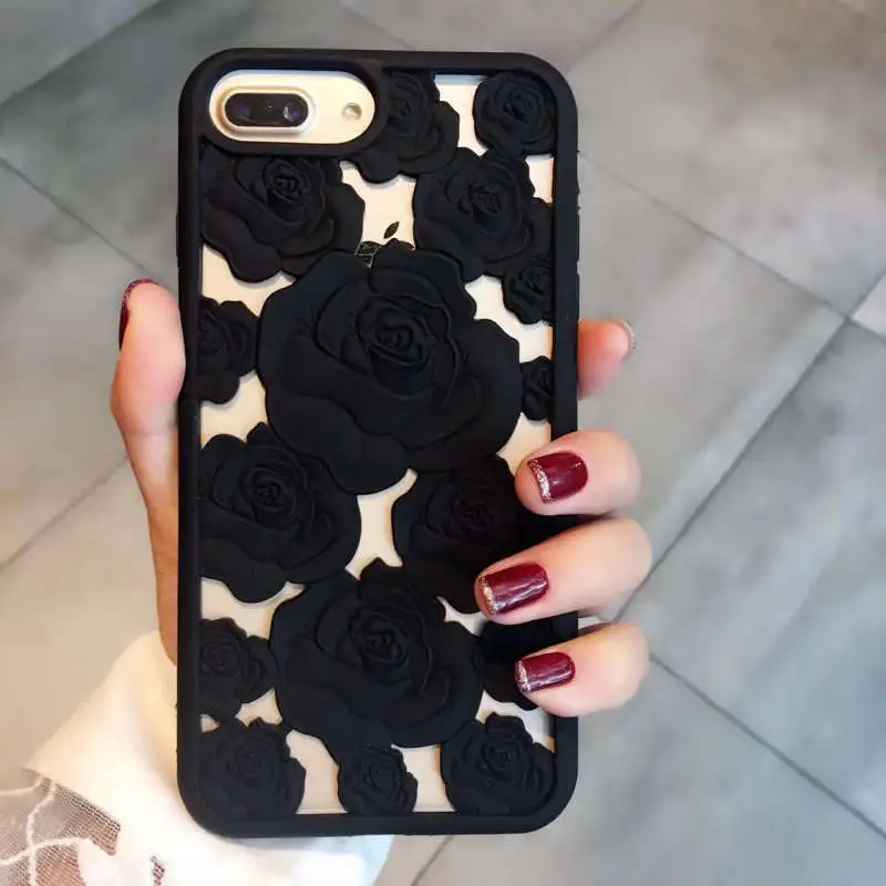 Модный силиконовый чехол для телефона EPENA с полой розой Apple iphone 8 7 plus 6 6s 3D мягкий
