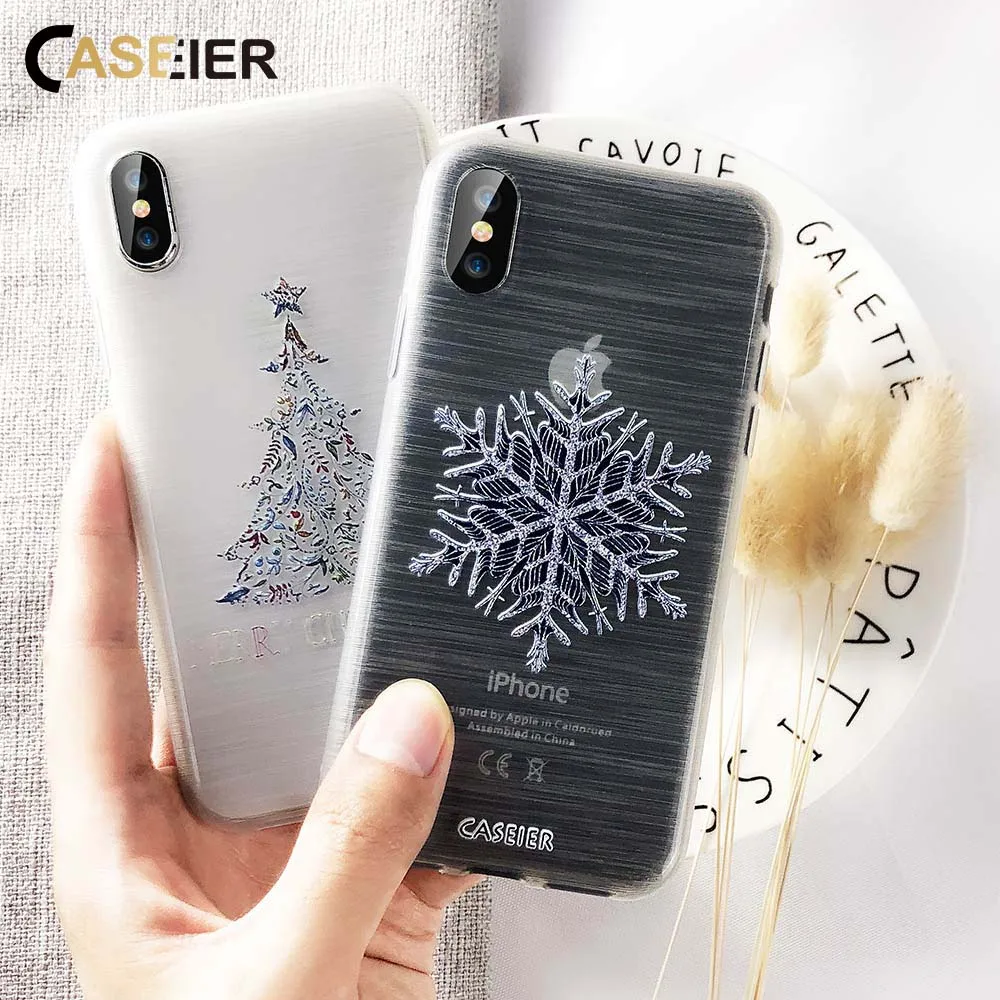 Мягкий чехол CASEIER для iPhone 8 оригинальные фирменные рождественские чехлы
