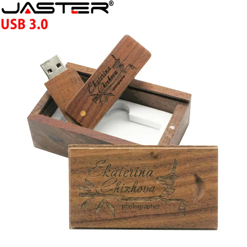 JASTER USB 3,0 Натуральные Деревянные USB+ коробка USB флеш-накопитель bamboo 4G 8GB 16GB 32GB гравировка логотипа для фотографии свадебные подарки