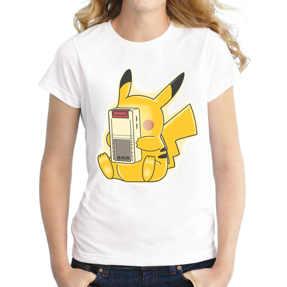 2018 Новая модная женская футболка Pokemon Go забавная крутая с принтом Пикачу и