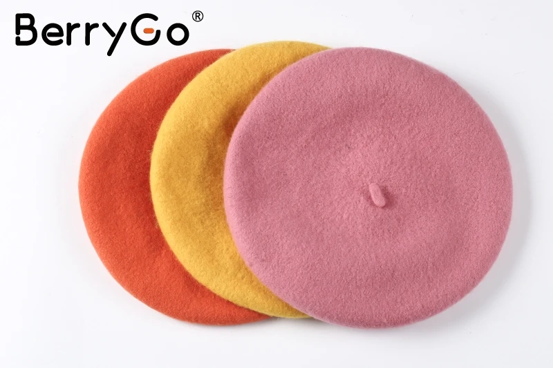 BerryGo, зимний шерстяной женский берет шапка Кепка, Повседневная Уличная одежда, Черный берет, кепка, элегантный теплый осенний женский Французский Берет, шапочка