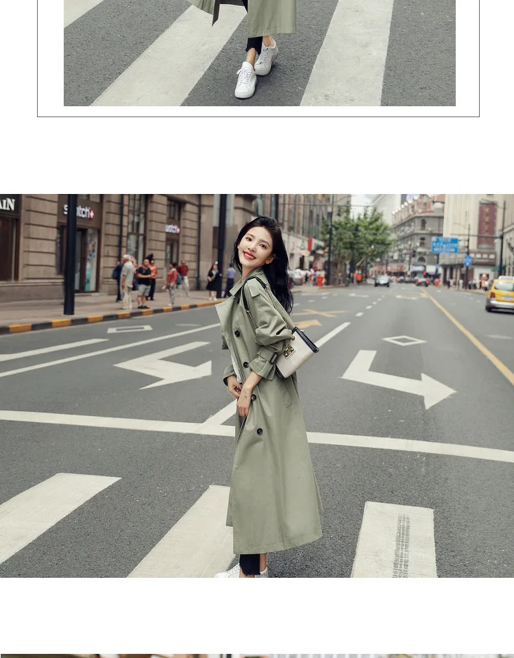 New Korean Double-breasted X-long Trench Loose Clothing Outerwear High Quality Solid Color Casual Coats